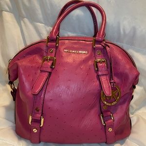 Michael Kors Bedford Pink Ostrich Satchel